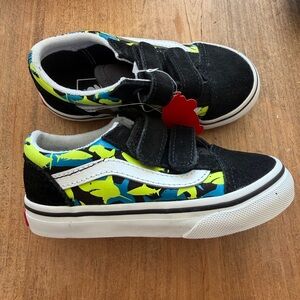 Vans Kids Black and Neon Sneakers